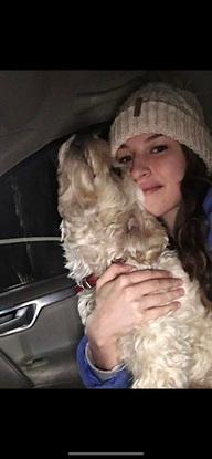 Millie giving me a hug coming home from college!